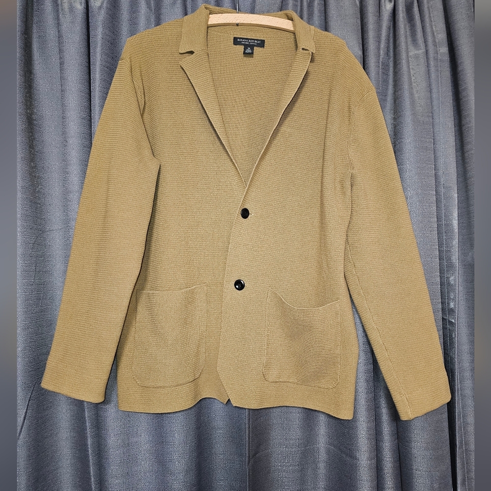 Banana Republic Mens Organic Cotton Sweater Blazer Cardigan M Brown Tan
